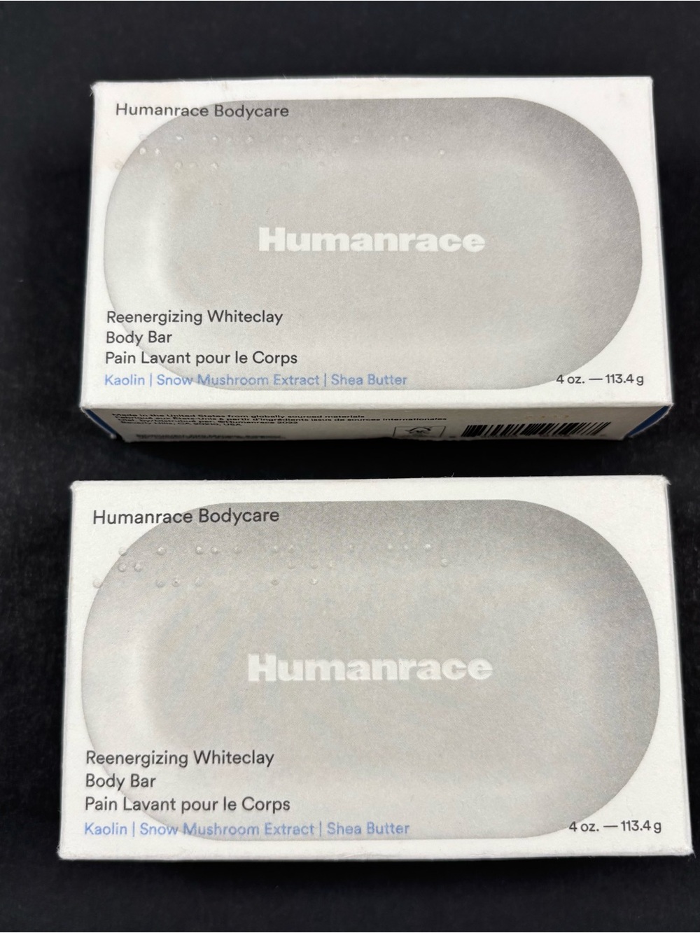 Humanrace Reenergizing Whiteclay Body Bar Cleanser Unscented Vegan 4 oz - 2 pack
